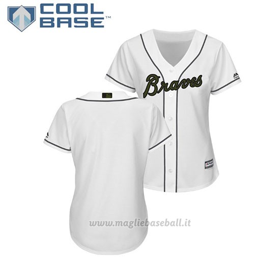 Maglia Baseball Donna Atlanta Braves 2018 Dia de los Caidos Cool Base Bianco